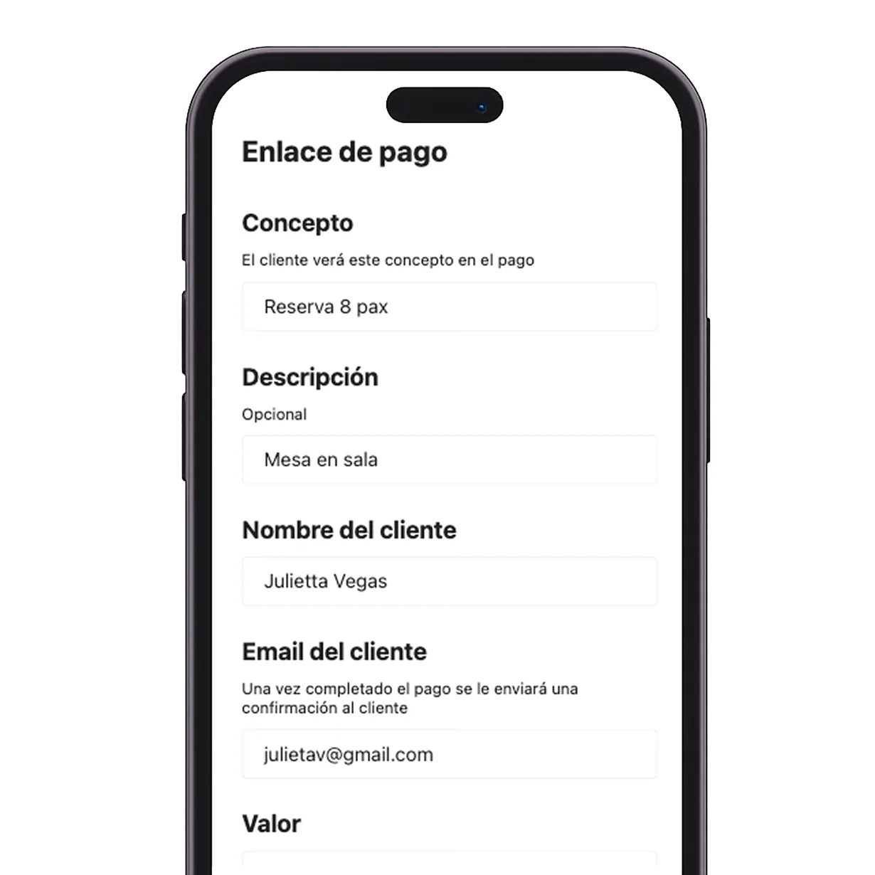 Crear un enlace de pago desde el panel