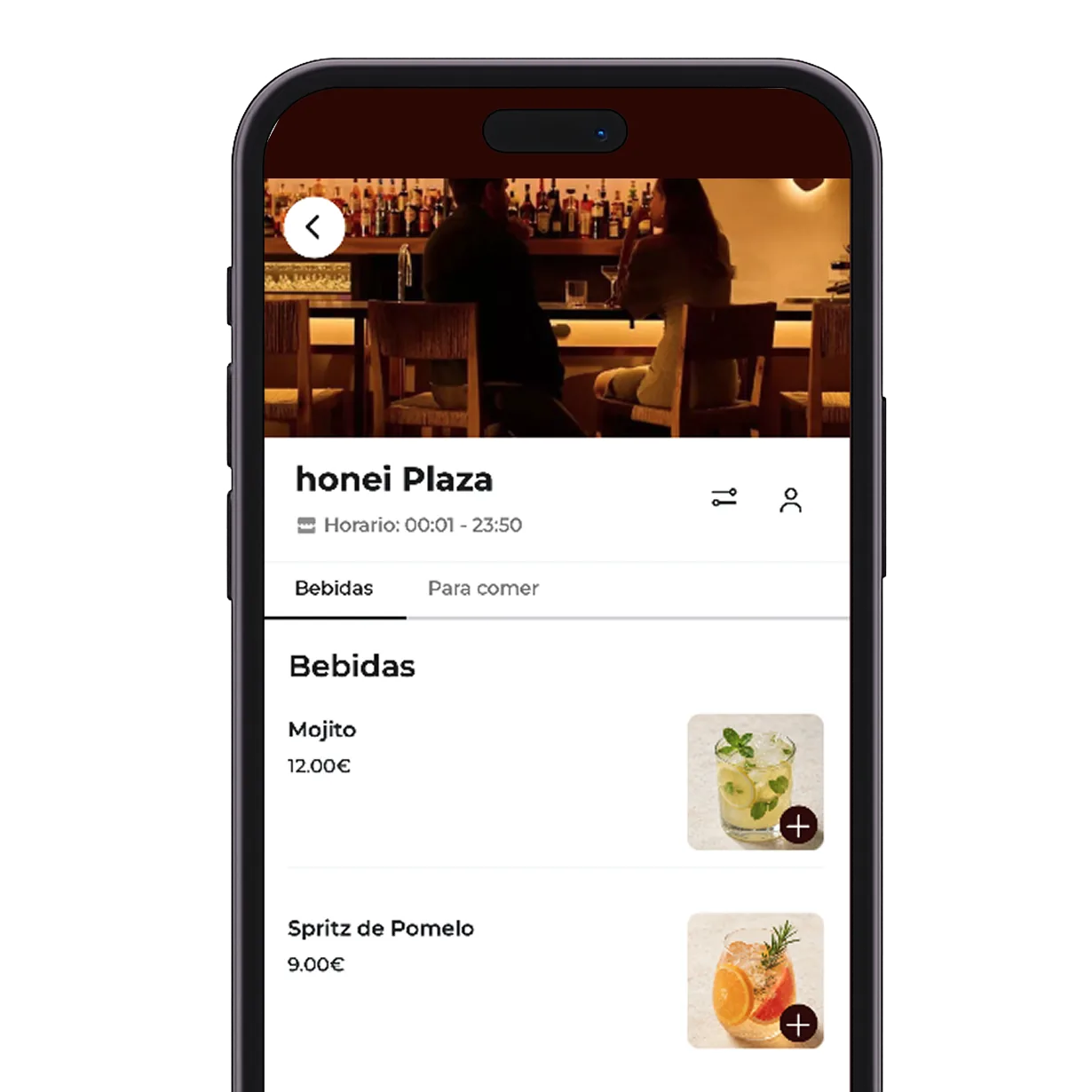 La carta del restaurante en el móvil